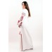 Boho Style Ukrainian Embroidered Maxi Broad Dress Red on White "Flower Fantasy"